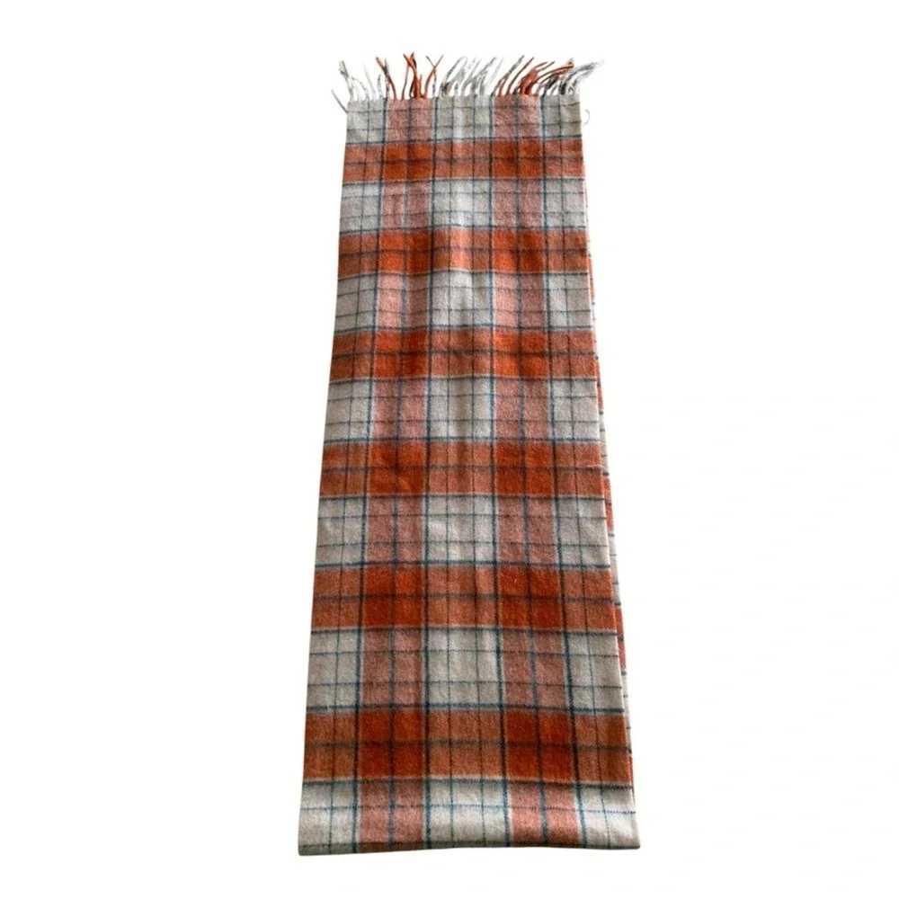 George Washington's‎ Mount Vernon Scarf Womens OS Orange Tartan Plaid Fringe